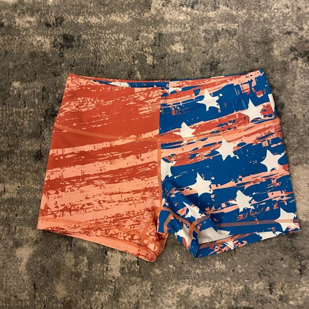 Feed Me Fight Me FMFM American Flag CrossFit Shorts, SZ XS